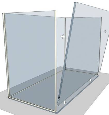 Нанеся клей, стенку прикладываем к дну аквариума Нанеся клей, стенку прикладываем к дну аквариума
